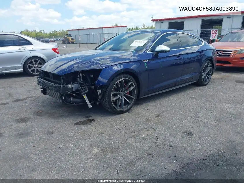 2018 Audi S5 3.0T Premium Plus VIN: WAUC4CF58JA003890 Lot: 42176231