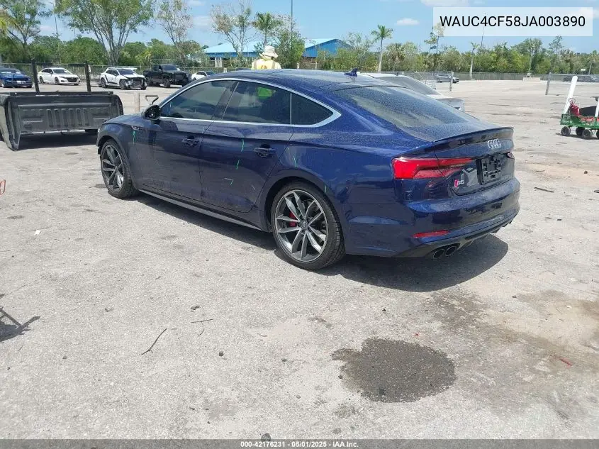 2018 Audi S5 3.0T Premium Plus VIN: WAUC4CF58JA003890 Lot: 42176231