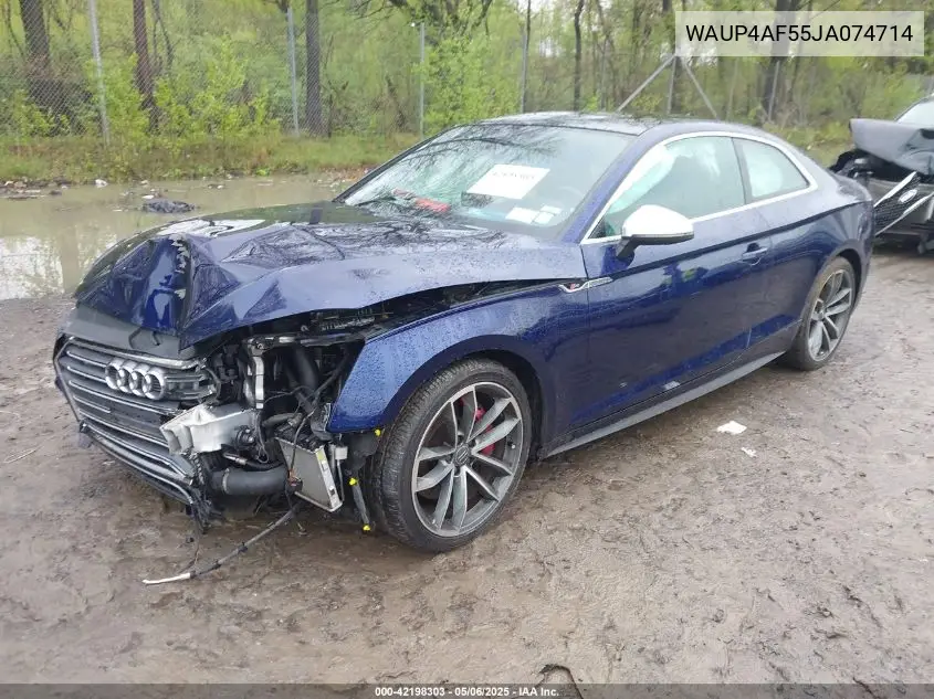 2018 Audi S5 3.0T Premium Plus VIN: WAUP4AF55JA074714 Lot: 42198303