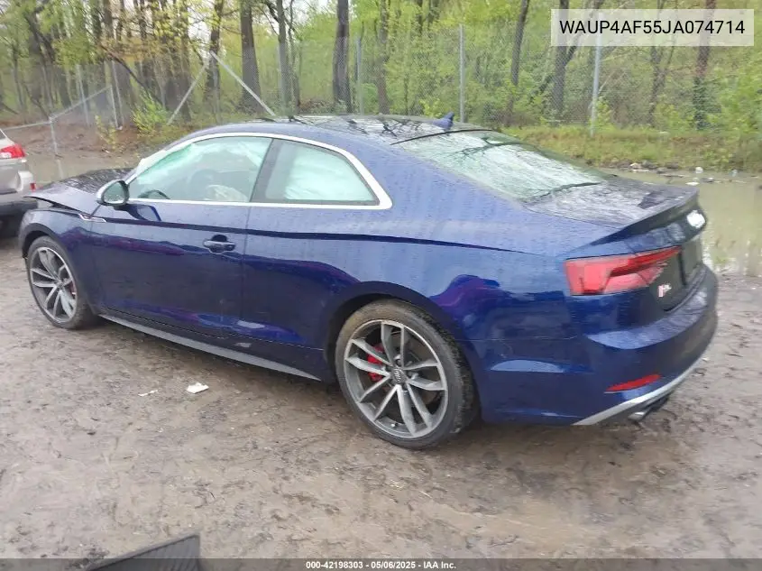 2018 Audi S5 3.0T Premium Plus VIN: WAUP4AF55JA074714 Lot: 42198303