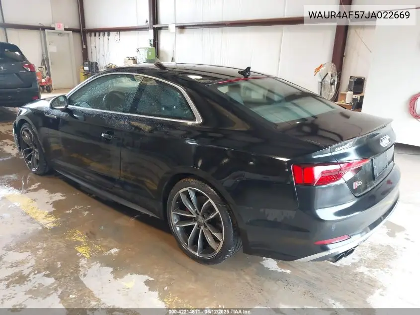 2018 Audi S5 3.0T Premium Plus VIN: WAUR4AF57JA022669 Lot: 42214611