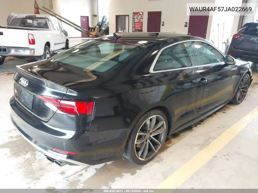 2018 Audi S5 3.0T Premium Plus VIN: WAUR4AF57JA022669 Lot: 42214611