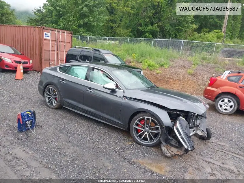 2018 Audi S5 3.0T Premium Plus VIN: WAUC4CF57JA036587 Lot: 42247635