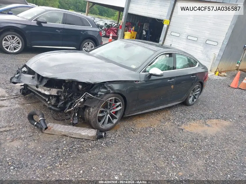 2018 Audi S5 3.0T Premium Plus VIN: WAUC4CF57JA036587 Lot: 42247635