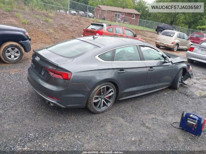 2018 Audi S5 3.0T Premium Plus VIN: WAUC4CF57JA036587 Lot: 42247635