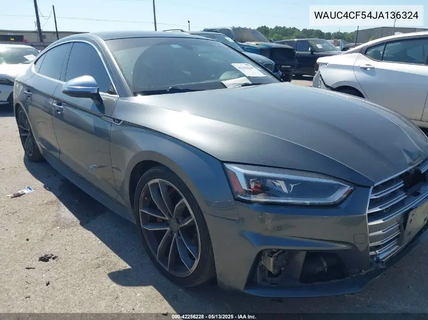 2018 Audi S5 3.0T Premium Plus VIN: WAUC4CF54JA136324 Lot: 42256228