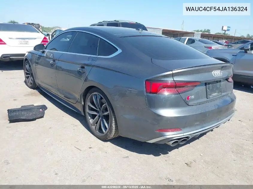 2018 Audi S5 3.0T Premium Plus VIN: WAUC4CF54JA136324 Lot: 42256228