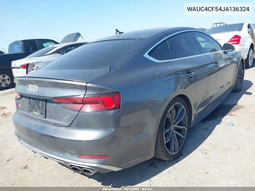 2018 Audi S5 3.0T Premium Plus VIN: WAUC4CF54JA136324 Lot: 42256228