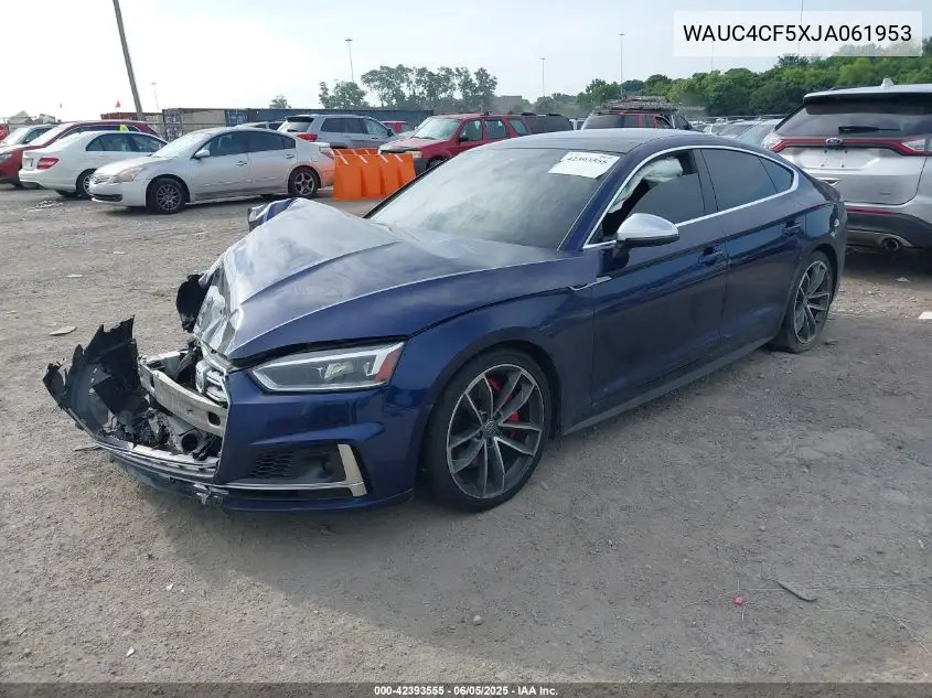 2018 Audi S5 3.0T Premium Plus VIN: WAUC4CF5XJA061953 Lot: 42393555