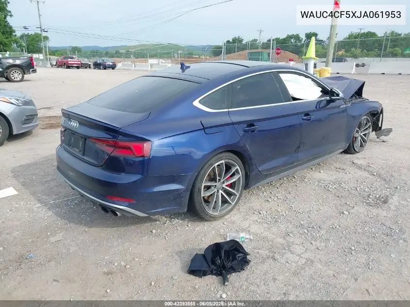 2018 Audi S5 3.0T Premium Plus VIN: WAUC4CF5XJA061953 Lot: 42393555