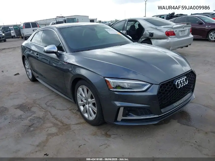 2018 Audi S5 3.0T Premium Plus VIN: WAUR4AF59JA009986 Lot: 42416169