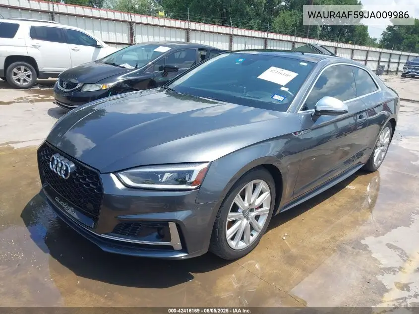 2018 Audi S5 3.0T Premium Plus VIN: WAUR4AF59JA009986 Lot: 42416169