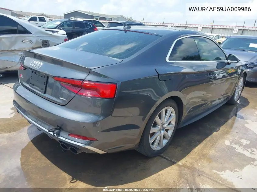 2018 Audi S5 3.0T Premium Plus VIN: WAUR4AF59JA009986 Lot: 42416169