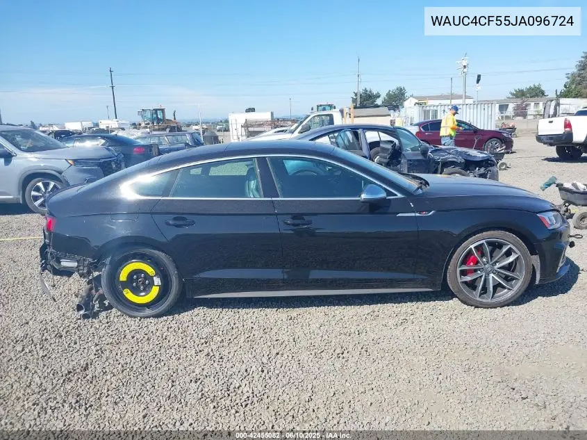 2018 Audi S5 3.0T Premium Plus VIN: WAUC4CF55JA096724 Lot: 42455082