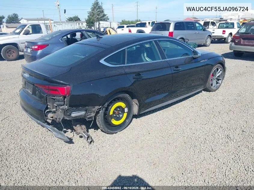 2018 Audi S5 3.0T Premium Plus VIN: WAUC4CF55JA096724 Lot: 42455082