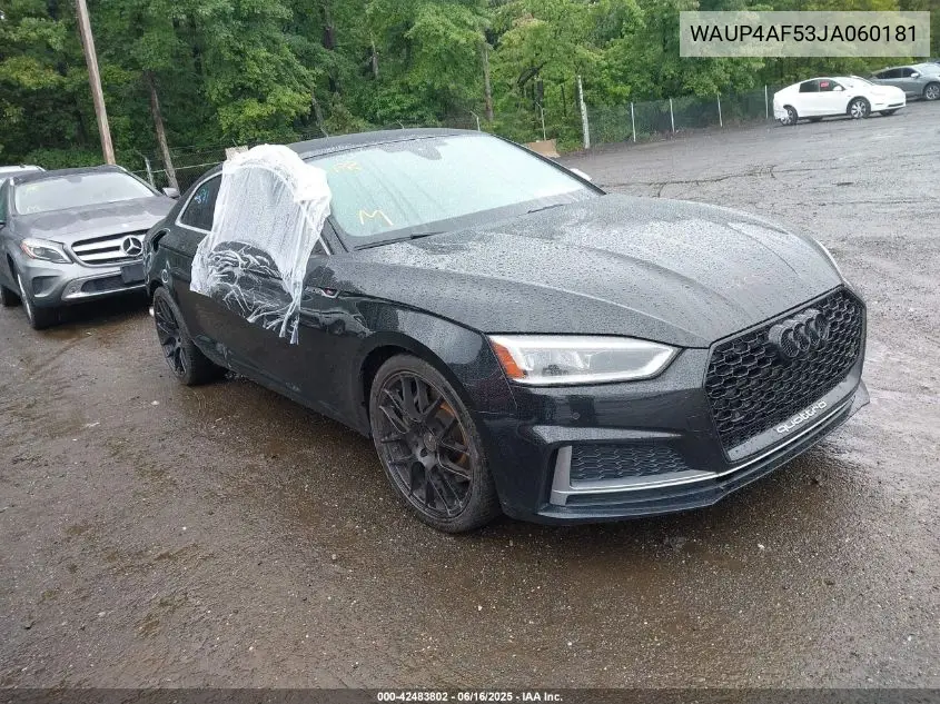 2018 Audi S5 3.0T Premium Plus VIN: WAUP4AF53JA060181 Lot: 42483802