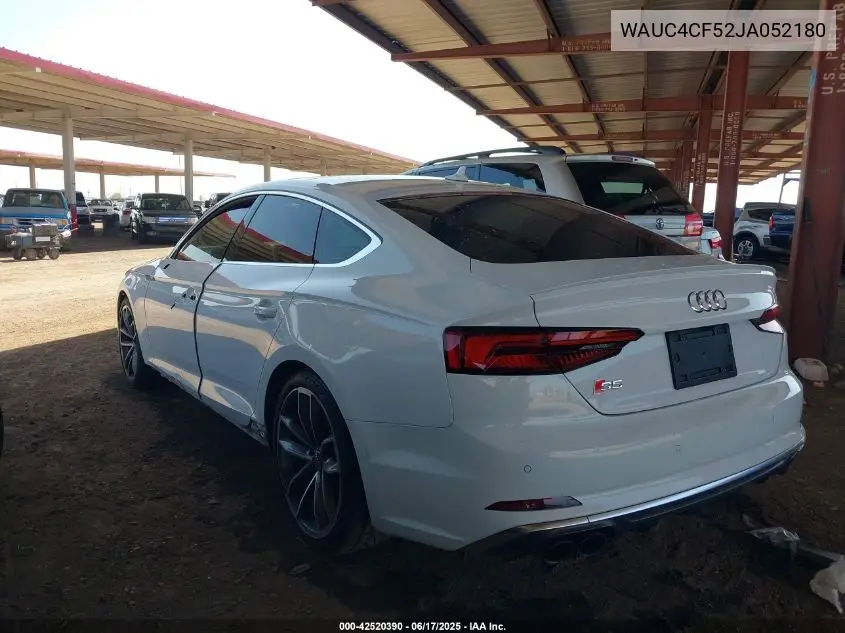 2018 Audi S5 3.0T Premium Plus VIN: WAUC4CF52JA052180 Lot: 42520390
