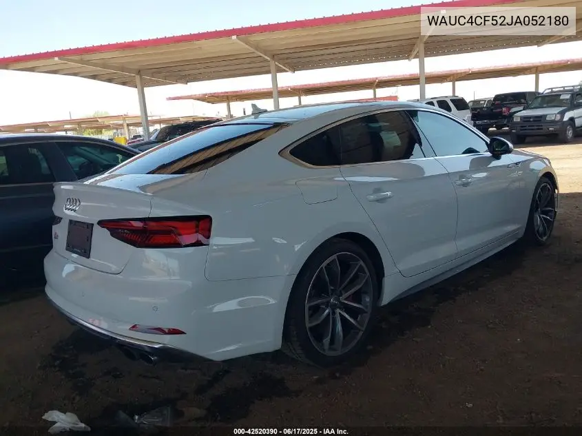 2018 Audi S5 3.0T Premium Plus VIN: WAUC4CF52JA052180 Lot: 42520390