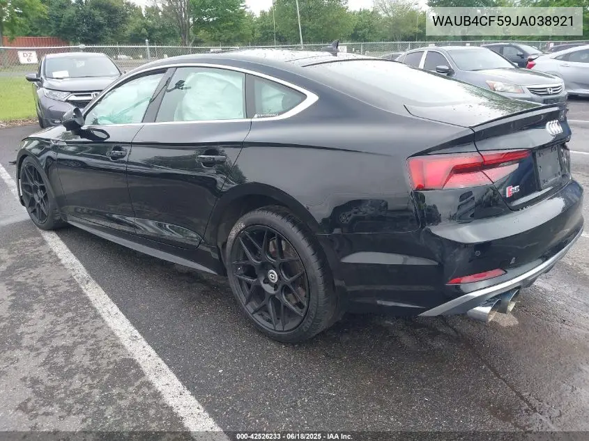 2018 Audi S5 3.0T Premium Plus VIN: WAUB4CF59JA038921 Lot: 42526233