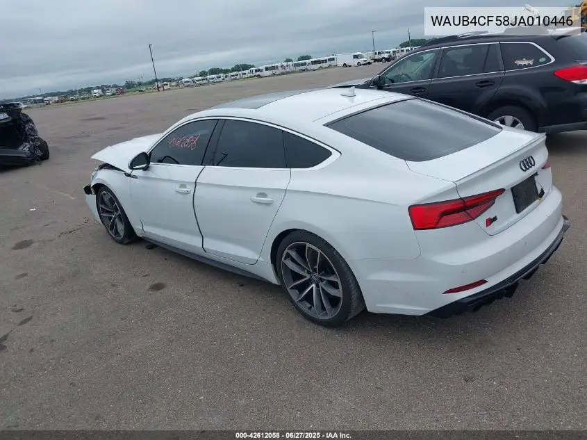 2018 Audi S5 3.0T Premium Plus VIN: WAUB4CF58JA010446 Lot: 42612058