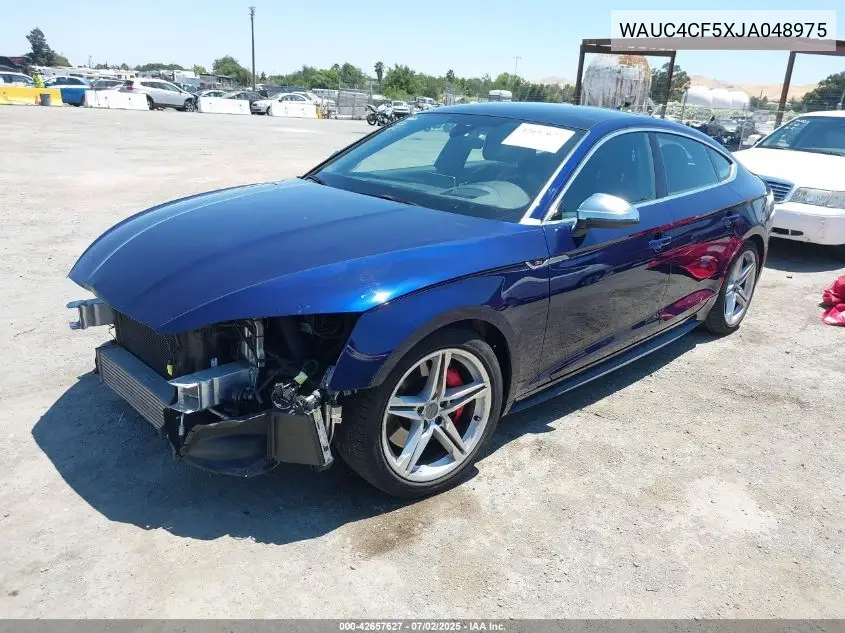 2018 Audi S5 3.0T Premium Plus VIN: WAUC4CF5XJA048975 Lot: 42657627