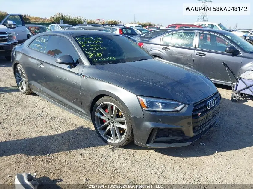 2019 Audi S5 VIN: WAUP4AF58KA048142 Lot: 12127694