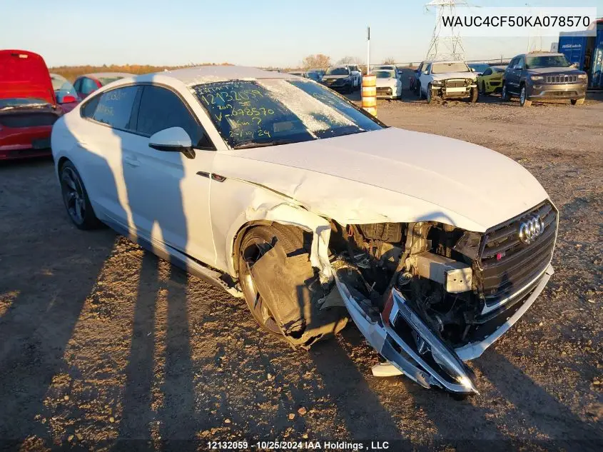 2019 Audi S5 VIN: WAUC4CF50KA078570 Lot: 12132059