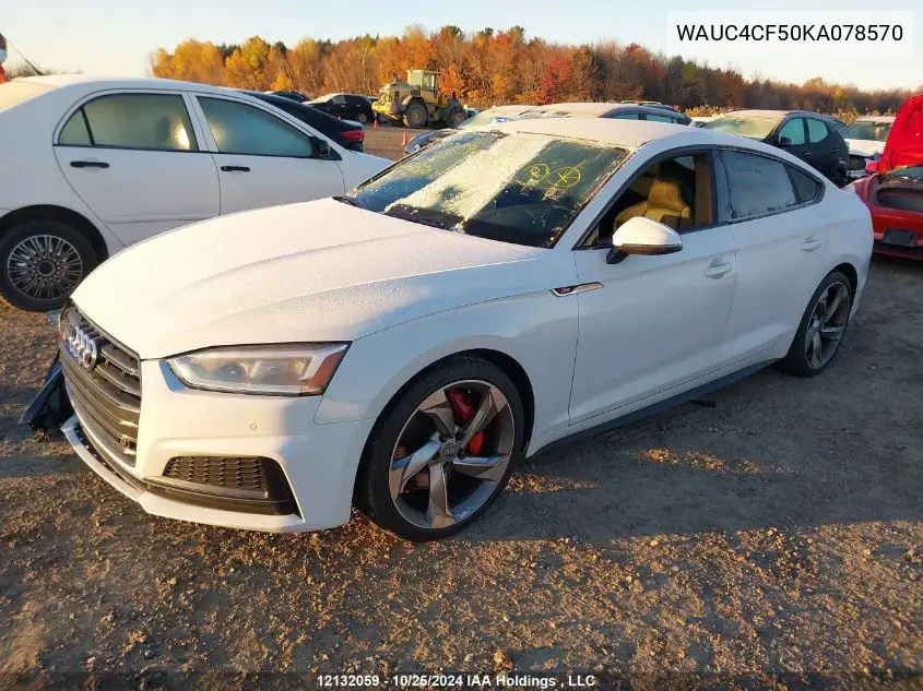 2019 Audi S5 VIN: WAUC4CF50KA078570 Lot: 12132059
