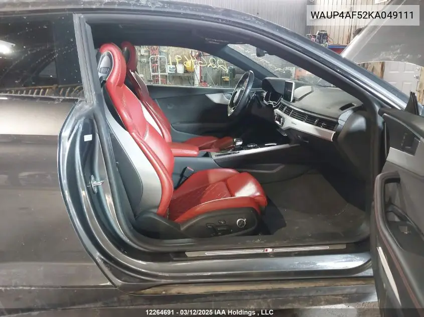 2019 Audi S5 3.0T Progressiv VIN: WAUP4AF52KA049111 Lot: 12264691