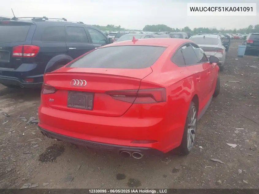 2019 Audi S5 3.0T Technik VIN: WAUC4CF51KA041091 Lot: 12330095