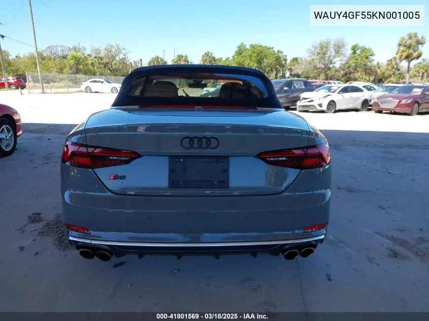 2019 Audi S5 3.0T Premium Plus VIN: WAUY4GF55KN001005 Lot: 41801569
