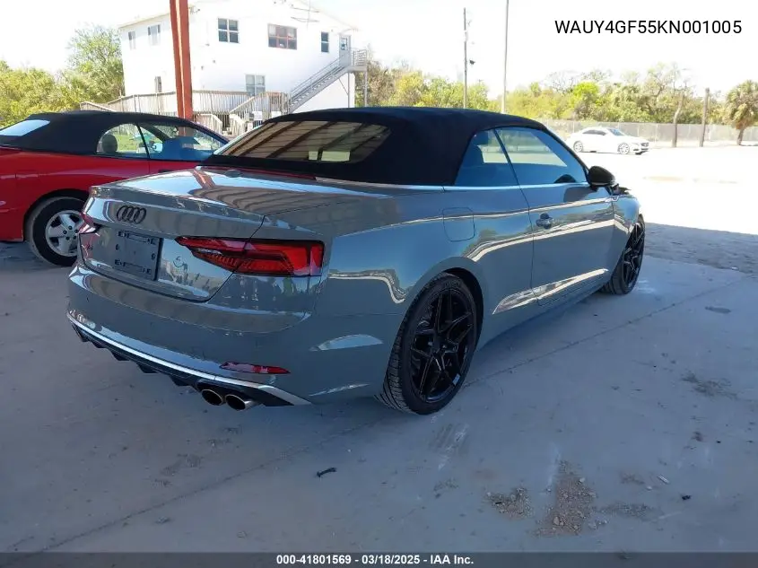 2019 Audi S5 3.0T Premium Plus VIN: WAUY4GF55KN001005 Lot: 41801569