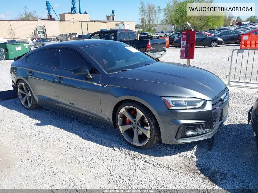 2019 Audi S5 3.0T Premium VIN: WAUC4CF50KA081064 Lot: 42009839