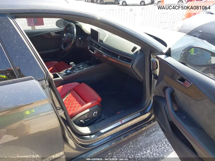 2019 Audi S5 3.0T Premium VIN: WAUC4CF50KA081064 Lot: 42009839