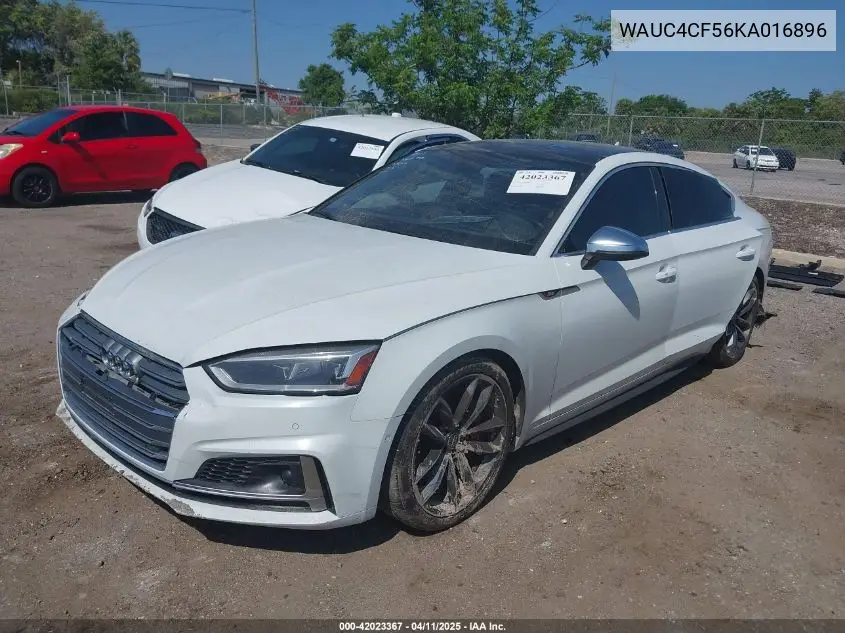 2019 Audi S5 3.0T Premium VIN: WAUC4CF56KA016896 Lot: 42023367