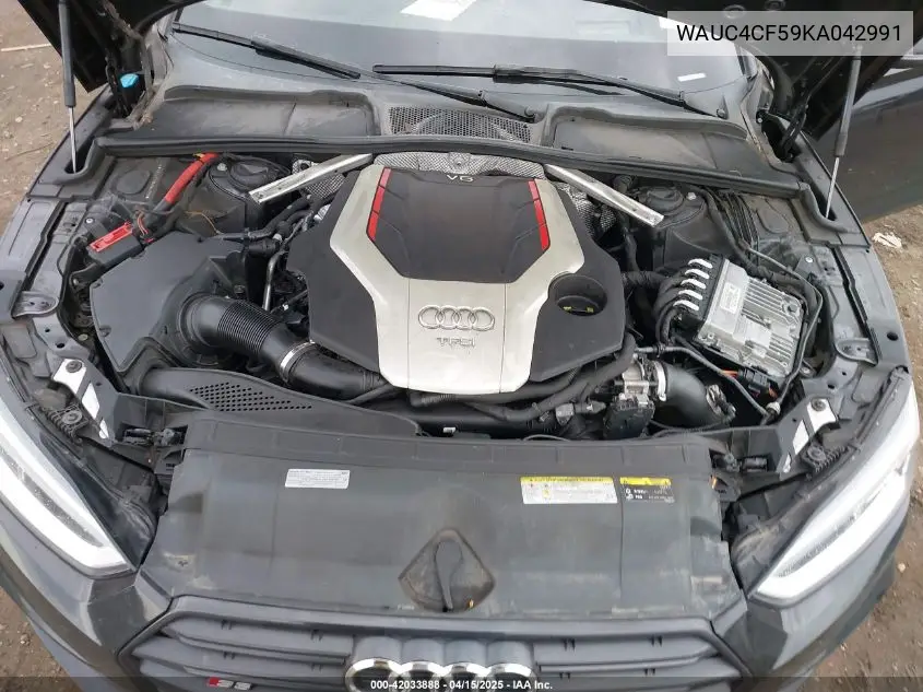 2019 Audi S5 3.0T Premium VIN: WAUC4CF59KA042991 Lot: 42033888