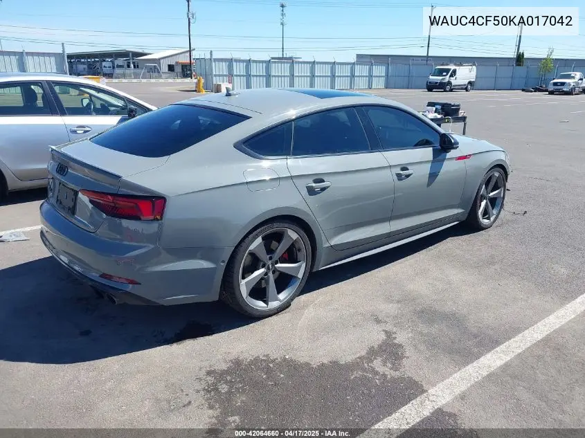 2019 Audi S5 3.0T Premium VIN: WAUC4CF50KA017042 Lot: 42064660