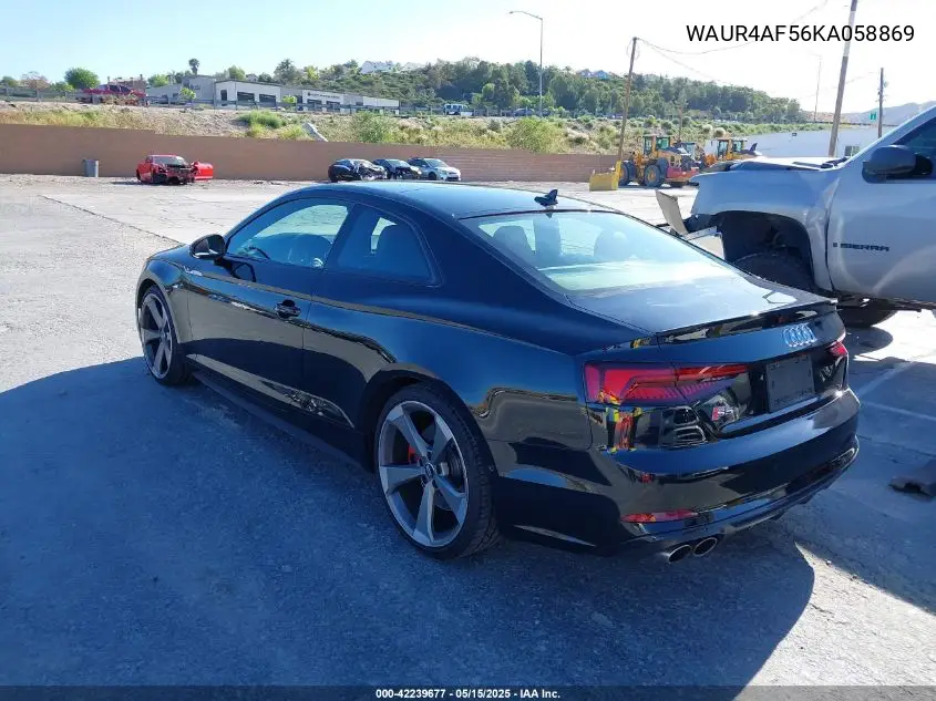2019 Audi S5 3.0T Premium VIN: WAUR4AF56KA058869 Lot: 42239677