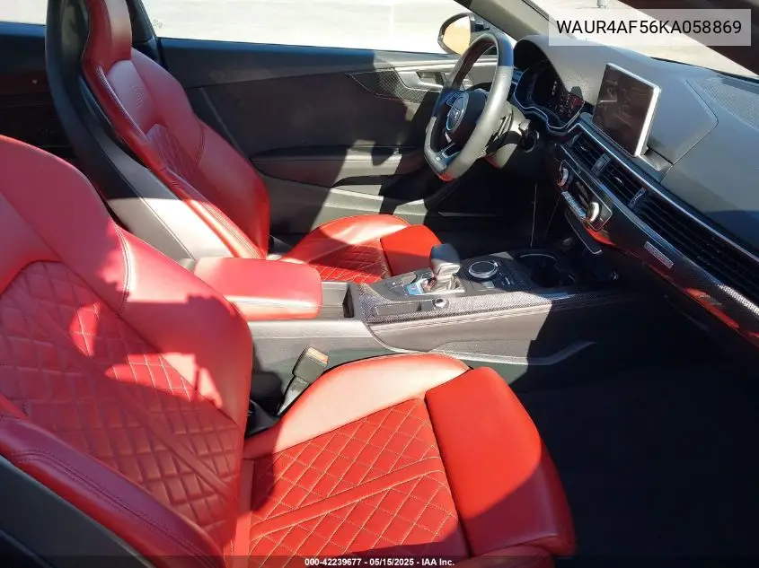 2019 Audi S5 3.0T Premium VIN: WAUR4AF56KA058869 Lot: 42239677