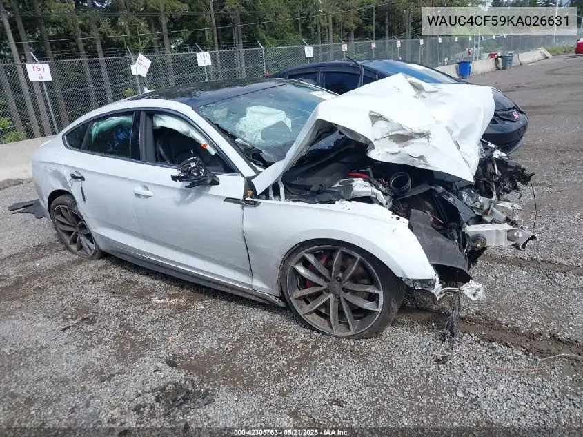 2019 Audi S5 3.0T Premium VIN: WAUC4CF59KA026631 Lot: 42305763