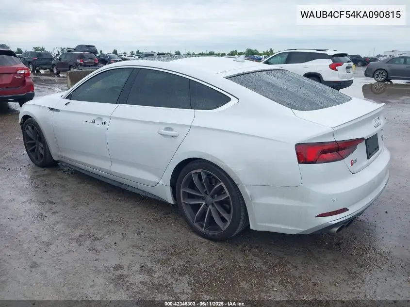 2019 Audi S5 3.0T Premium VIN: WAUB4CF54KA090815 Lot: 42346303
