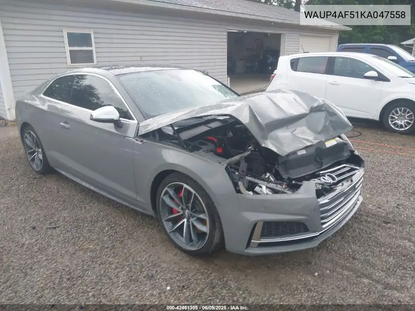 2019 Audi S5 3.0T Premium VIN: WAUP4AF51KA047558 Lot: 42461309