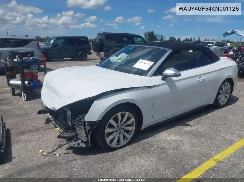 2019 Audi S5 3.0T Premium Plus VIN: WAUY4GF54KN001125 Lot: 42476269