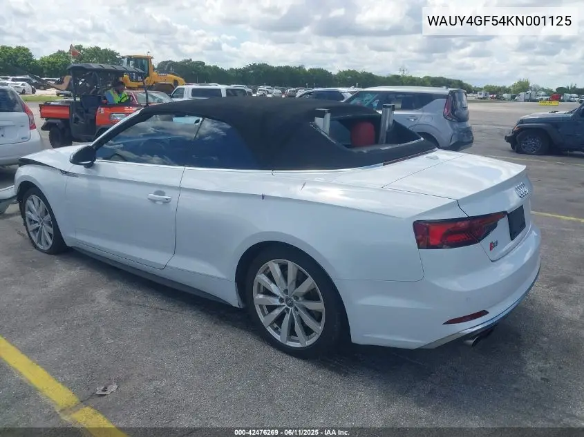 2019 Audi S5 3.0T Premium Plus VIN: WAUY4GF54KN001125 Lot: 42476269