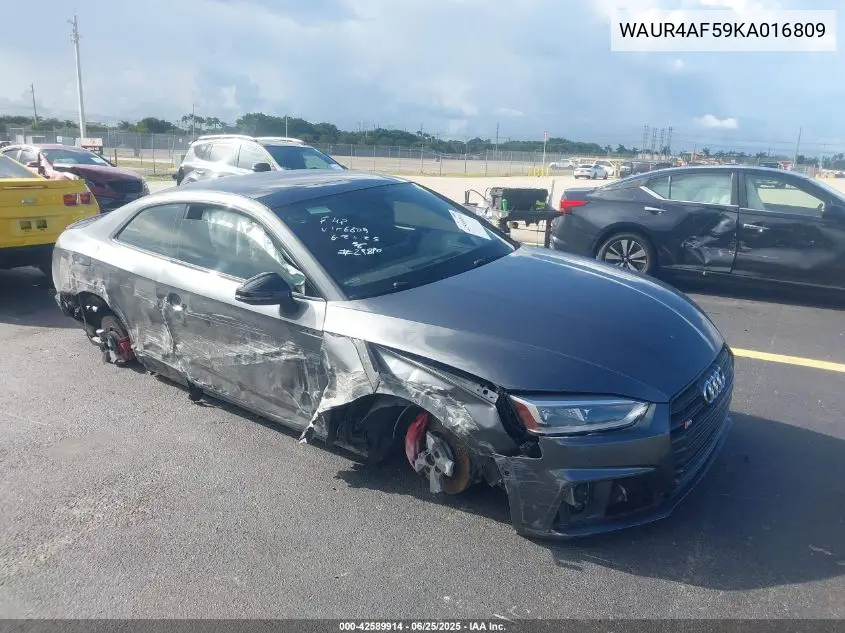 2019 Audi S5 3.0T Premium VIN: WAUR4AF59KA016809 Lot: 42589914