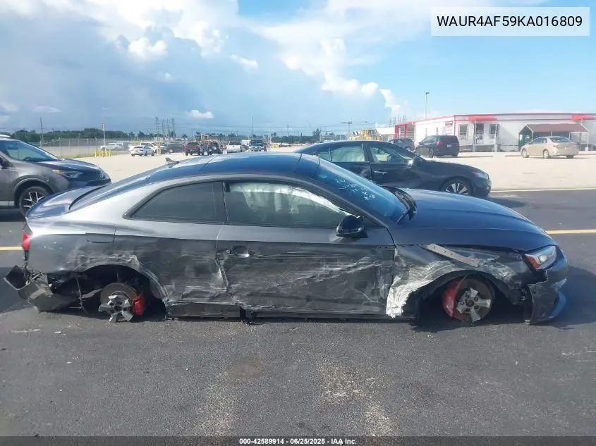 2019 Audi S5 3.0T Premium VIN: WAUR4AF59KA016809 Lot: 42589914