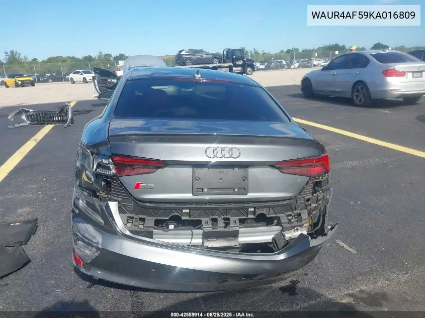 2019 Audi S5 3.0T Premium VIN: WAUR4AF59KA016809 Lot: 42589914