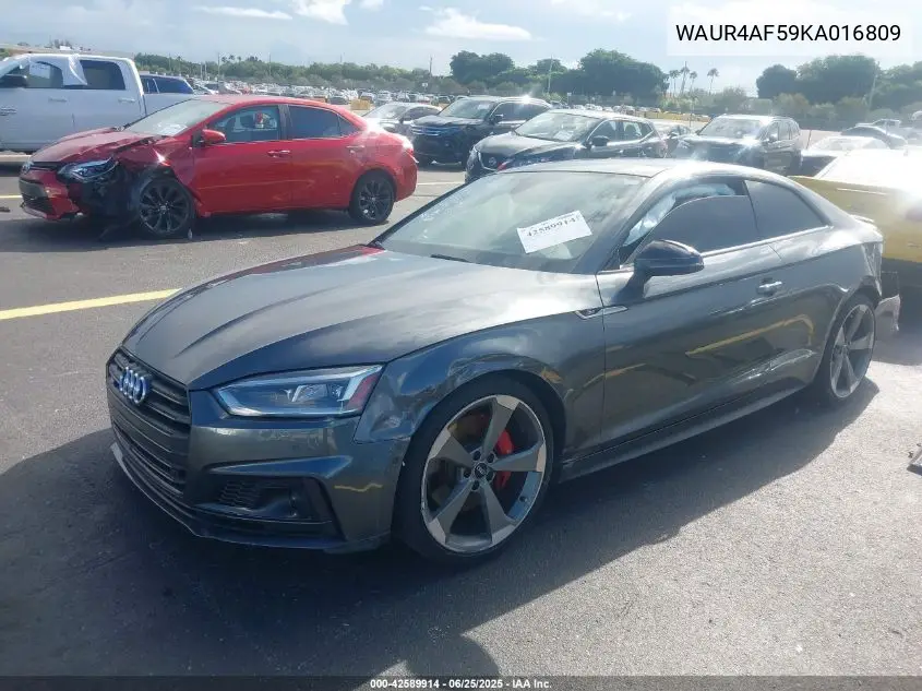 2019 Audi S5 3.0T Premium VIN: WAUR4AF59KA016809 Lot: 42589914