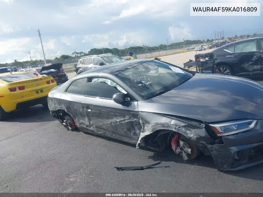 2019 Audi S5 3.0T Premium VIN: WAUR4AF59KA016809 Lot: 42589914