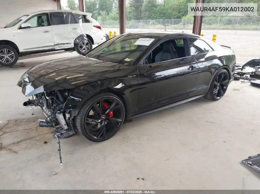 2019 Audi S5 3.0T Premium VIN: WAUR4AF59KA012002 Lot: 42605261